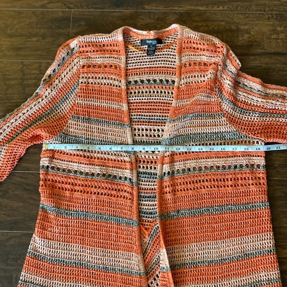 NWT Macy's Style & Co Coral Open Front Crochet Cardigan - Picture 4 of 7